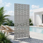 Brick 01 Gray Galvanized Steel Room Divider, 72x35x16, 6-Piece Durable Indoor Outdoor Screen