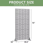Brick 01 Gray Galvanized Steel Room Divider, 72x35x16, 6-Piece Durable Indoor Outdoor Screen