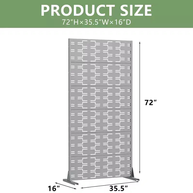 Brick 01 Gray Galvanized Steel Room Divider, 72x35x16, 6-Piece Durable Indoor Outdoor Screen