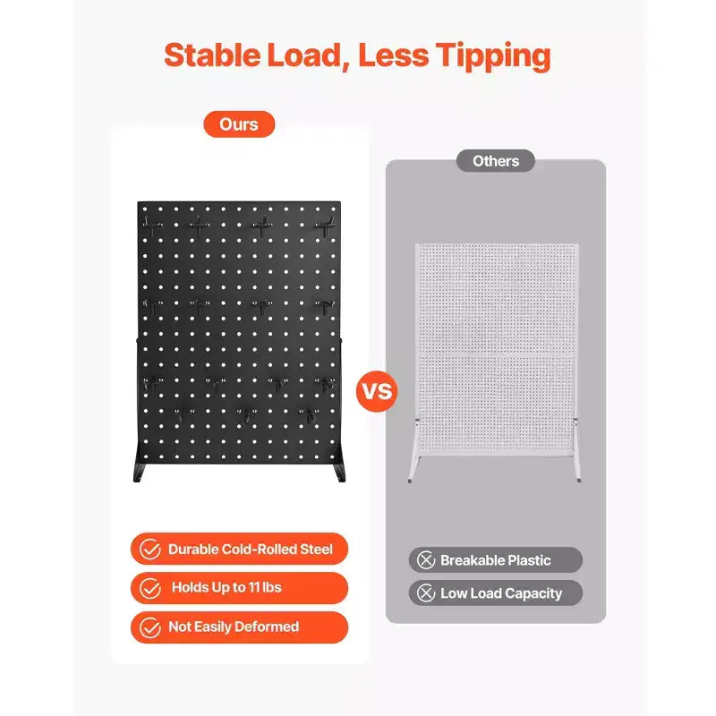 Pegboard Display Stand, 17 x 13 Inch Tabletop Pegboard Display Stand with 30 Hooks, Thickened Cold-Rolled Steel Peg Board Panel, Black