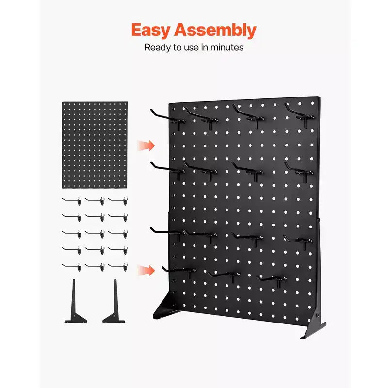 Pegboard Display Stand, 17 x 13 Inch Tabletop Pegboard Display Stand with 30 Hooks, Thickened Cold-Rolled Steel Peg Board Panel, Black