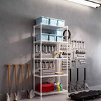 59'' White 5 Tier Storage Rack Adjustable Tier Spacing Height