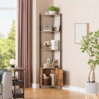 5-Tier Tall Corner Shelf - 58 Corner Display Cabinet with Solid Wood Shelves - Heavy Duty Standing Shelf Organizer for Living Room, Bedroom,Kitchen