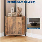 5-Tier Tall Corner Shelf - 58 Corner Display Cabinet with Solid Wood Shelves - Heavy Duty Standing Shelf Organizer for Living Room, Bedroom,Kitchen