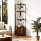 5-Tier Tall Corner Shelf - 58 Corner Display Cabinet with Solid Wood Shelves - Heavy Duty Standing Shelf Organizer for Living Room, Bedroom,Kitchen