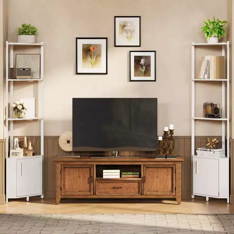 5-Tier Tall Corner Shelf - 58 Corner Display Cabinet with Solid Wood Shelves - Heavy Duty Standing Shelf Organizer for Living Room, Bedroom,Kitchen