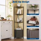 5-Tier Tall Corner Shelf - 58 Corner Display Cabinet with Solid Wood Shelves - Heavy Duty Standing Shelf Organizer for Living Room, Bedroom,Kitchen
