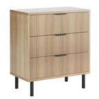 Dresser, Chest of Drawers - 29.9 Fluted Wood Grain 3-Drawer Organizer with Metal Legs & Anti-Tip Device