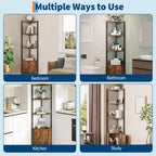 Corner Shelf, Adjustable Brightness, Modern Metal Frame & Wood Display Rack, Space-Saving Organizer for Living Room, Bedroom, Kitchen