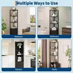 Corner Shelf, Adjustable Brightness, Modern Metal Frame & Wood Display Rack, Space-Saving Organizer for Living Room, Bedroom, Kitchen