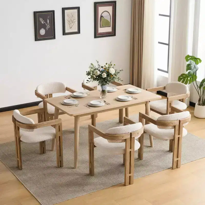 Rhiannon Mid-Century Modern Rubberwood Upholstered Dining Chairs