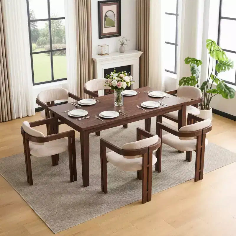 Rhiannon Mid-Century Modern Rubberwood Upholstered Dining Chairs