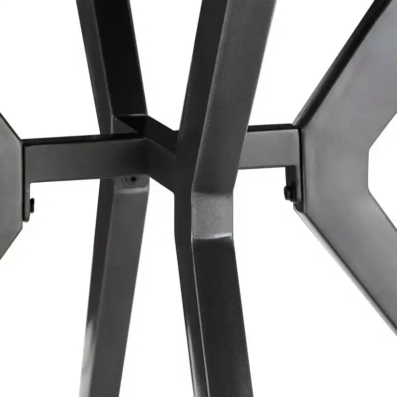 Hendrick Wood Finish and Iron Gray Metal Base 4-Person Round Dining Table - Light Pine/Grey