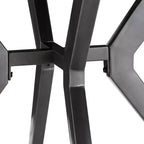 Hendrick Wood Finish and Iron Gray Metal Base 4-Person Round Dining Table - Light Pine/Grey