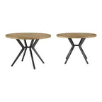 Hendrick Wood Finish and Iron Gray Metal Base 4-Person Round Dining Table - Light Pine/Grey