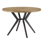 Hendrick Wood Finish and Iron Gray Metal Base 4-Person Round Dining Table - Light Pine/Grey