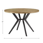 Hendrick Wood Finish and Iron Gray Metal Base 4-Person Round Dining Table - Light Pine/Grey