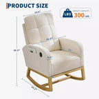 Modern Nursery Upholstered Rocking Chair,Boucle Glider Chair Nursery Chair with High Back,Rocking Accent Armchair, for Living Room, Beige