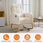 Modern Nursery Upholstered Rocking Chair,Boucle Glider Chair Nursery Chair with High Back,Rocking Accent Armchair, for Living Room, Beige