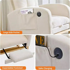 Modern Nursery Upholstered Rocking Chair,Boucle Glider Chair Nursery Chair with High Back,Rocking Accent Armchair, for Living Room, Beige