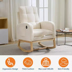 Modern Nursery Upholstered Rocking Chair,Boucle Glider Chair Nursery Chair with High Back,Rocking Accent Armchair, for Living Room, Beige