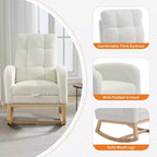Modern Nursery Upholstered Rocking Chair,Boucle Glider Chair Nursery Chair with High Back,Rocking Accent Armchair, for Living Room, Beige