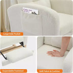 Modern Nursery Upholstered Rocking Chair,Boucle Glider Chair Nursery Chair with High Back,Rocking Accent Armchair, for Living Room, Beige