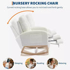 Modern Nursery Upholstered Rocking Chair,Boucle Glider Chair Nursery Chair with High Back,Rocking Accent Armchair, for Living Room, Beige