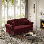 Eloise 63" Velvet Chesterfield Loveseat with Nailhead Trim & Rolled Arms