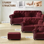 Eloise 63" Velvet Chesterfield Loveseat with Nailhead Trim & Rolled Arms