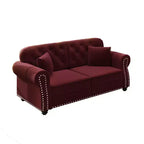Eloise 63" Velvet Chesterfield Loveseat with Nailhead Trim & Rolled Arms