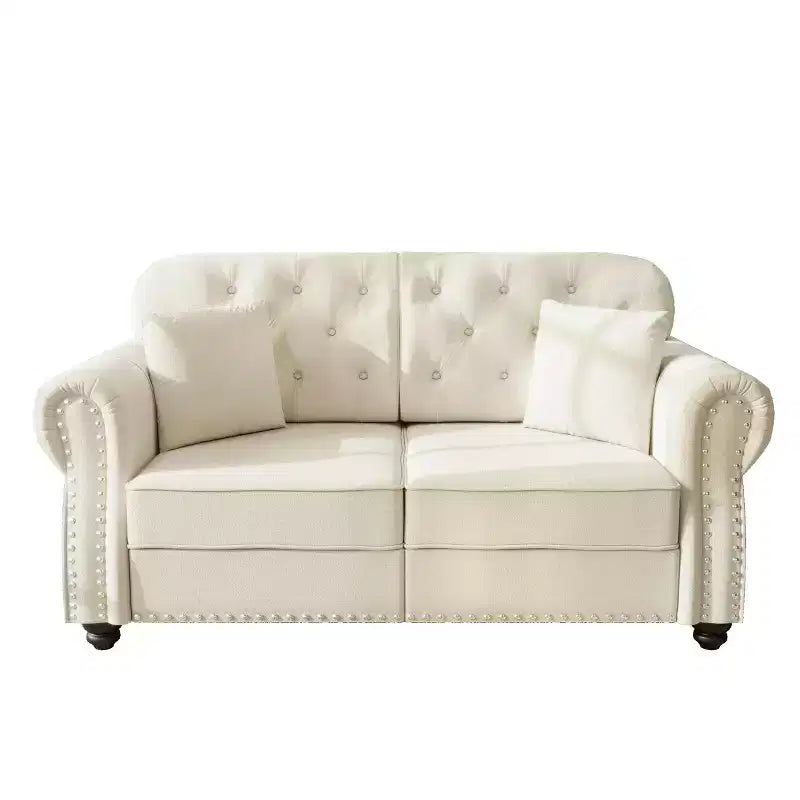 Eloise 63" Velvet Chesterfield Loveseat with Nailhead Trim & Rolled Arms