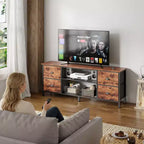 55 Inch Brown TV Stand Dresser for TVs up to 60 Inch 4 Drawers Media Console Entertainment Center Open Shelves Bedroom Living Room Storage