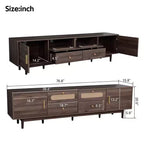 Arjun Modern 76 Wood TV Stand with Drawers and Rattan Storage Cabinet