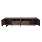 Arjun Modern 76 Wood TV Stand with Drawers and Rattan Storage Cabinet