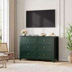 Large Modern Black 6-Drawer Wood Dresser, Deep Drawers & Metal Knobs for Bedroom, Entryway, Hallway