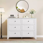 Large Modern Black 6-Drawer Wood Dresser, Deep Drawers & Metal Knobs for Bedroom, Entryway, Hallway