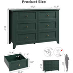Large Modern Black 6-Drawer Wood Dresser, Deep Drawers & Metal Knobs for Bedroom, Entryway, Hallway