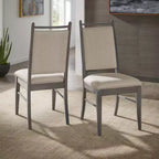 Wood Finish Beige Fabric Dining Chair