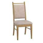 Wood Finish Beige Fabric Dining Chair