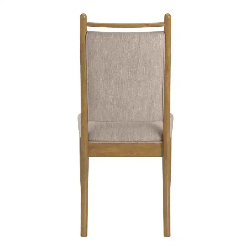 Wood Finish Beige Fabric Dining Chair
