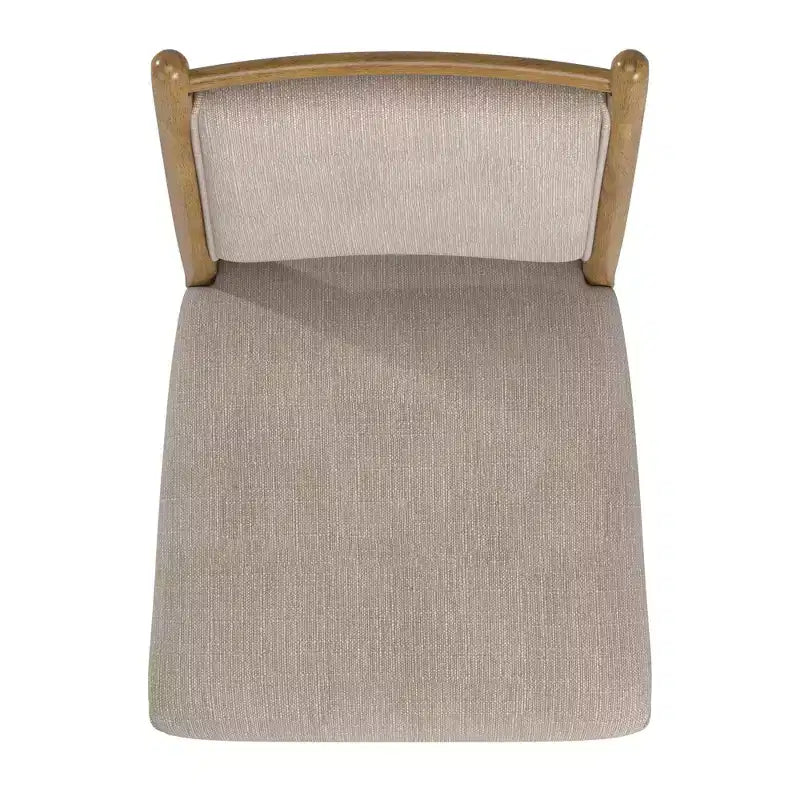 Wood Finish Beige Fabric Dining Chair