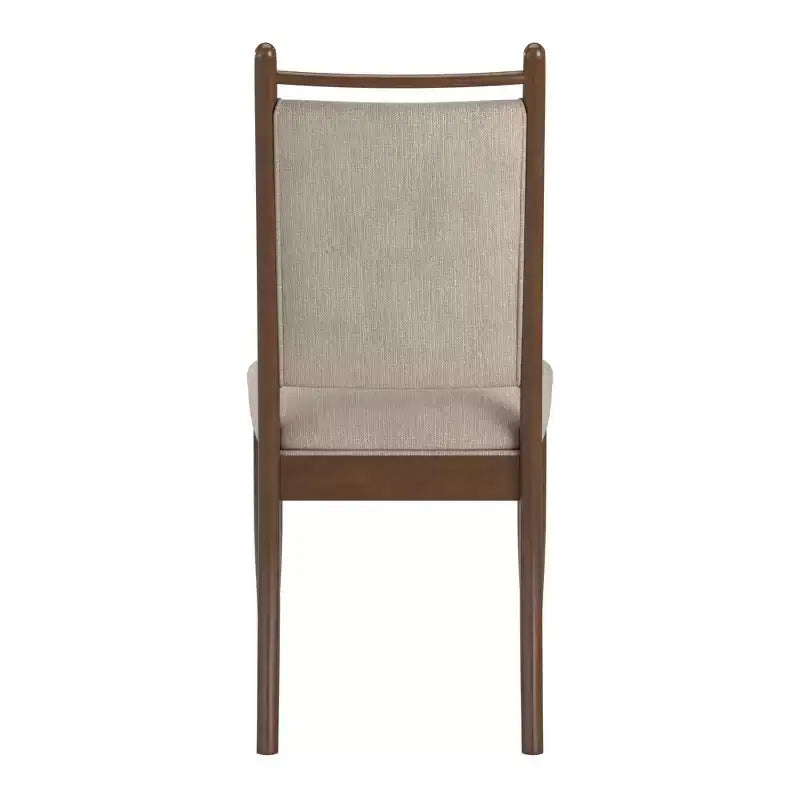 Wood Finish Beige Fabric Dining Chair