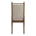 Wood Finish Beige Fabric Dining Chair