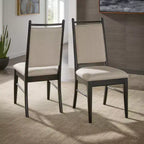 Wood Finish Beige Fabric Dining Chair