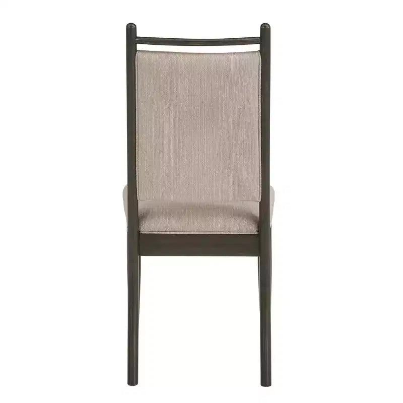 Wood Finish Beige Fabric Dining Chair