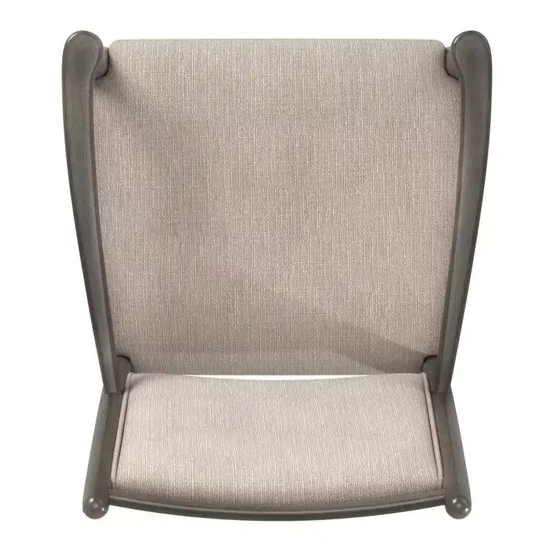 Wood Finish Beige Fabric Arm Chair