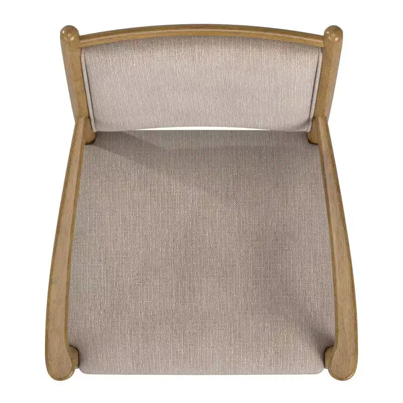 Wood Finish Beige Fabric Arm Chair
