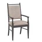 Wood Finish Beige Fabric Arm Chair