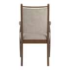 Wood Finish Beige Fabric Arm Chair